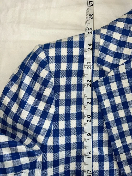 NWT J. Crew Campbell Linen Blazer Blue White Gingham Check Sz 6 - Picture 10 of 11